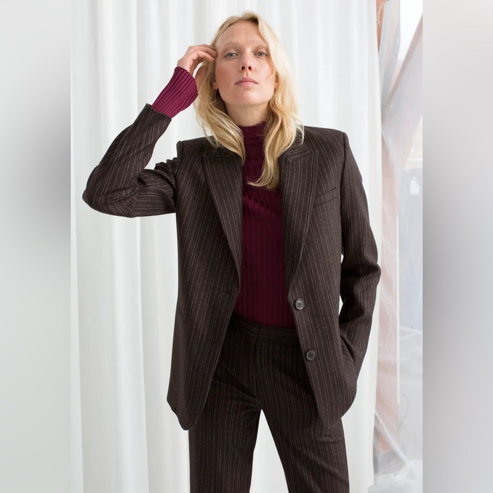 & Other Stories Wool Blend Pinstripe Blazer US2